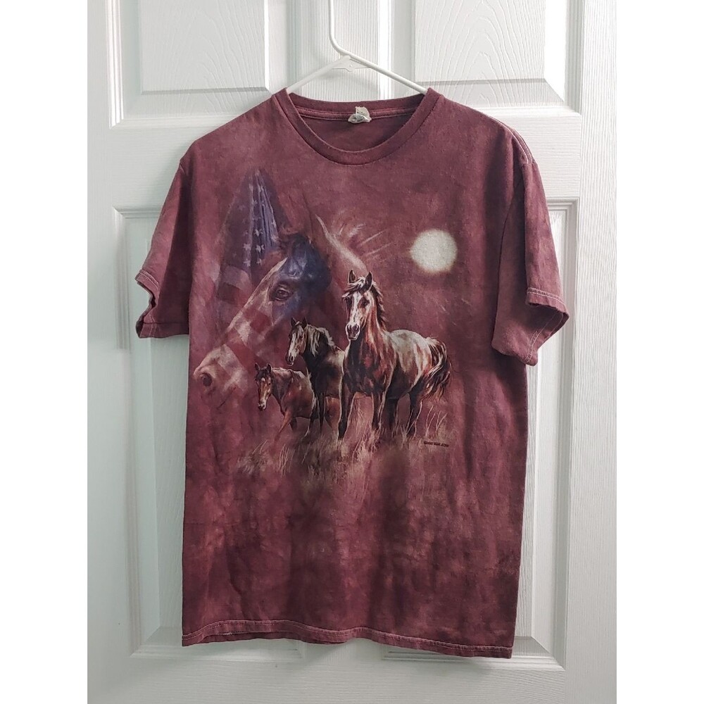 90s Style Horse T Shirt Unisex M Purple Tie Dye Tee